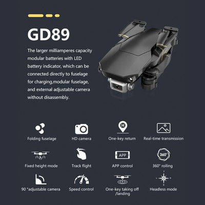 GD89 FPV Foldable RC Drone with 1080P HD Camera
